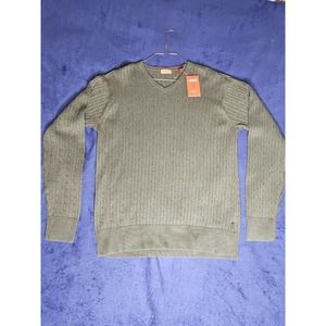 Vintage IZOD Olive Green V-Neck Sweater Unisex Medium Luxury Sport Alligator HTR